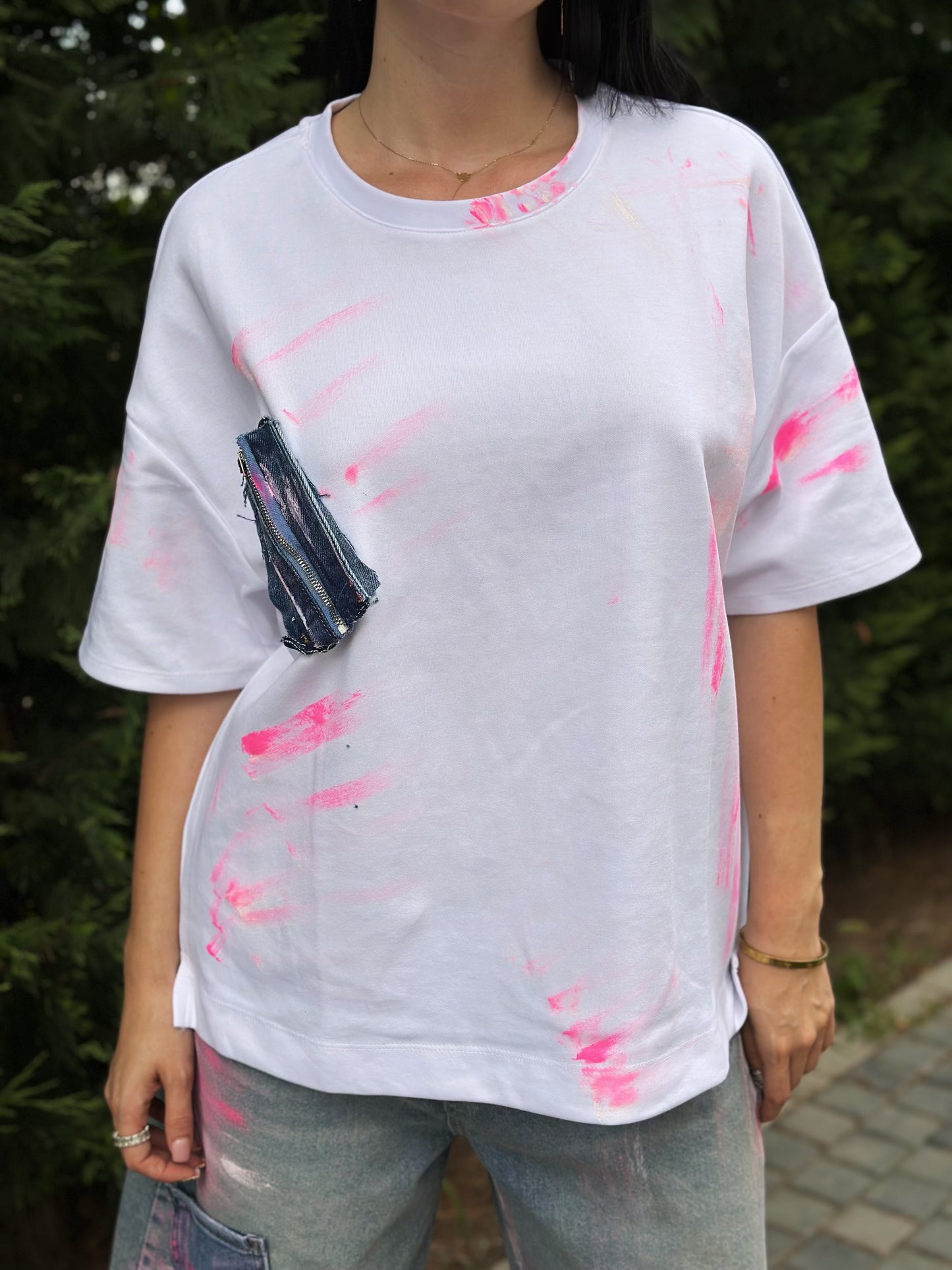 Tricou denim pink
