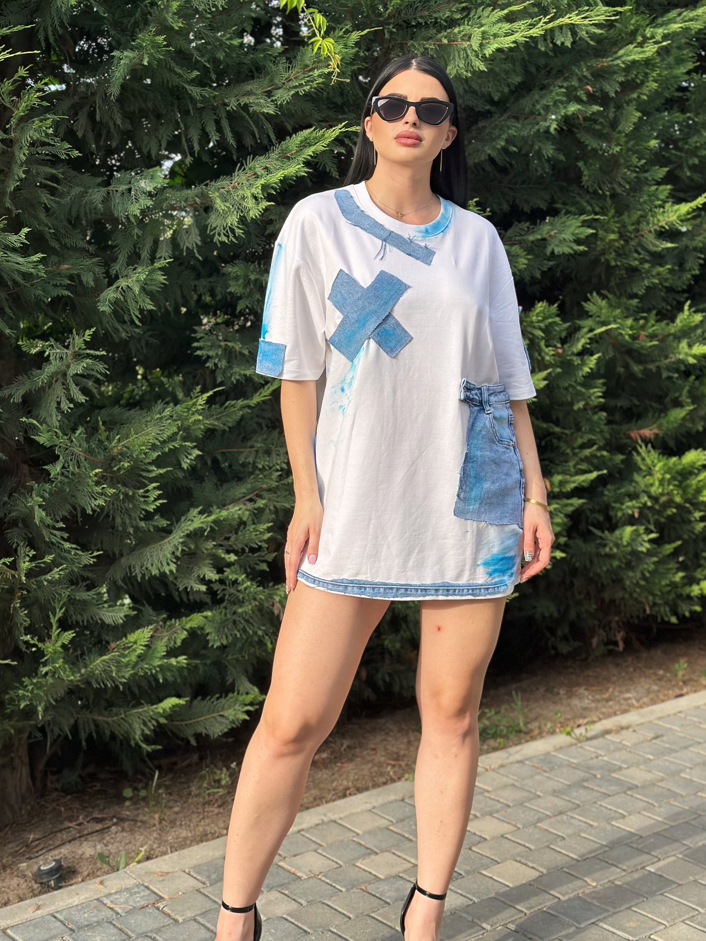 Tricou denim oversized