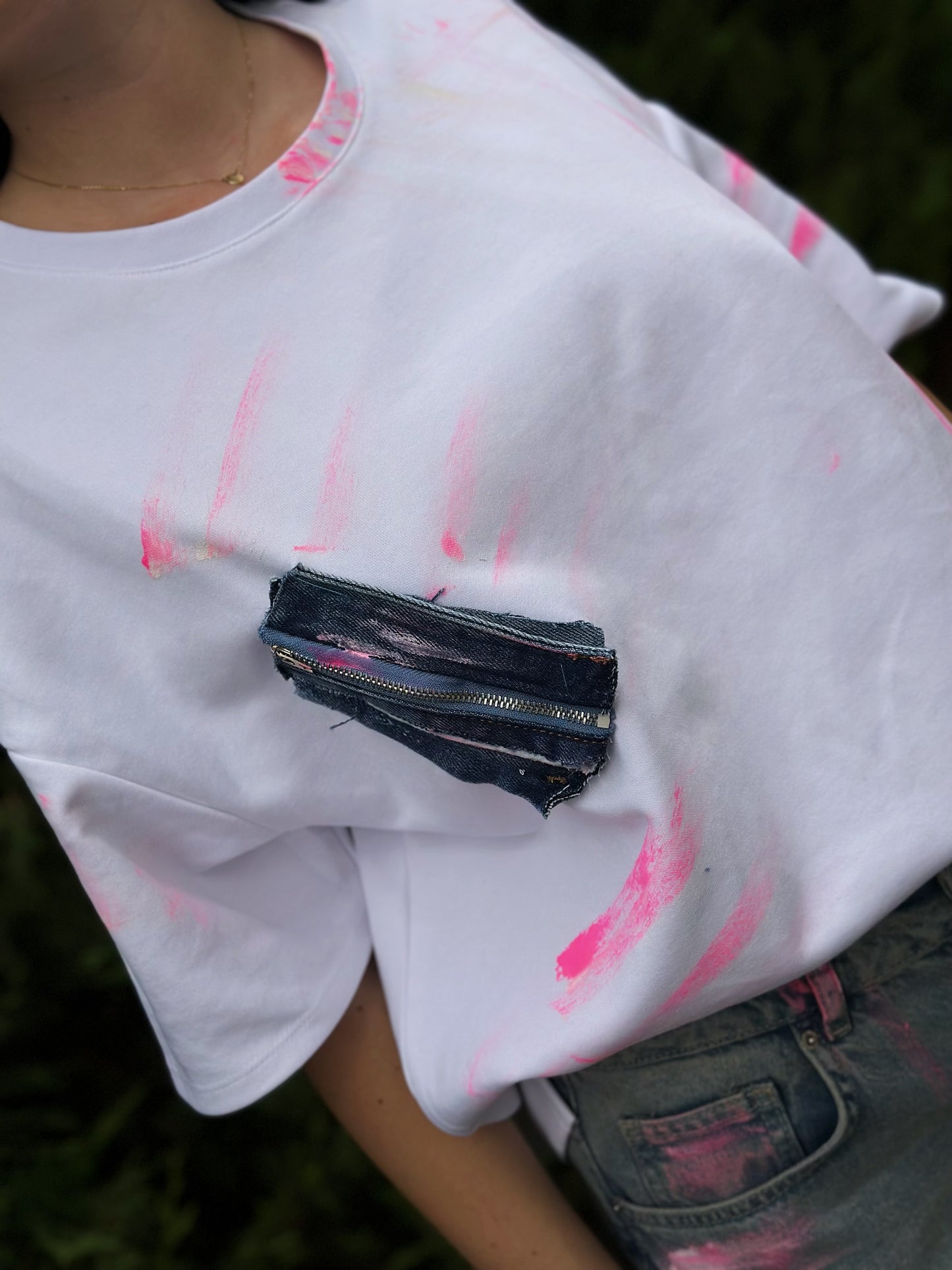 Tricou denim pink