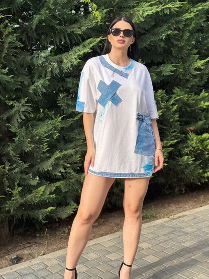 Tricou denim oversized
