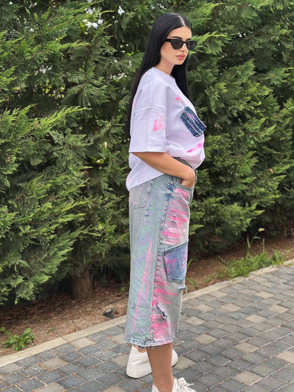 Blugi denim Pink